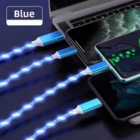 Chargeur de téléphone en PVC 3-en-1 haute vitesse avec câble de données Micro USB à charge rapide GlowingFlowing Light Trending