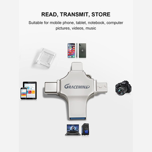 Gracemind <span class=keywords><strong>4</strong></span> In 1 Usb <span class=keywords><strong>Flash</strong></span> Drive Externe Usb Schijf Voor Mobiele Telefoon Tablet <span class=keywords><strong>Computer</strong></span> Met <span class=keywords><strong>4</strong></span> Poorten & Usb 3.0 USB-C/Micro Usb - Product Image 2