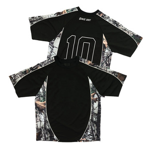 Camiseta de Fútbol Personalizada con Ribetes, Ropa Urbana para <span class=keywords><strong>Hombre</strong></span>, Diseño de Bloques de Color, Camuflaje RealTree Negro - Product Image 1