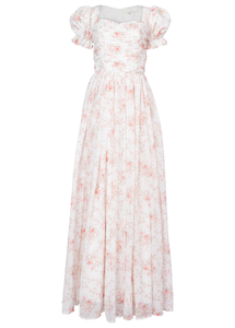 2024 Summer Vacation Elegant Fat Women Puff Sleeve Floral Ruched <strong>Plus</strong> <strong>Size</strong> Maxi <strong>Dresses</strong> - Product Image 6