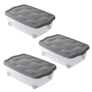 Contenitore Multiuso 60x40x18.5 Cm 24L con Ruote e Coperchio Trasparente per Lavanderia e Organizzazione - Product Image 1