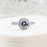 MSR-1995 Bague de luxe PT950 1.01CT Bague en diamant de laboratoire de couleur bleue de forme ronde