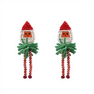 Mini pendientes colgantes con cuentas rojas y verdes de Navidad, joyería de aleación, regalo unisex - Product Image 3
