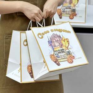 Customized Kraft Paper Handbag for <b>Egg</b> Tart and Dessert Takeout Eco-Friendly Logo Printing for Pizza and Sushi Packaging - Product Image 2