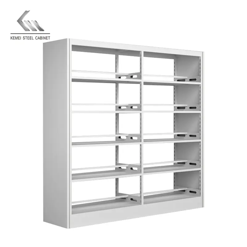 Double Size Office School Library Furniture Bookcase Bookshelf Metal Storage Steel Modern Library Book Shelf
