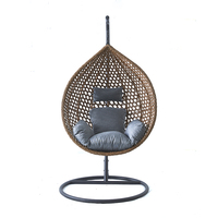 Chaise œuf de jardin moderne mobilier d'extérieur chaise-hamac suspendue à siège unique balançoires de patio en rotin et osier pour l'intérieur avec support