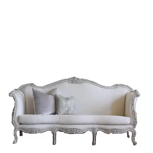 French living room antique carving ivory wedding sofa Custom furniture