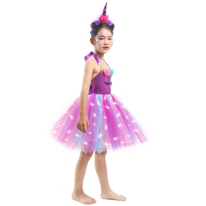 Disfraces de TV y películas, vestidos de <span class=keywords><strong>unicornio</strong></span> para niñas de alta calidad, diseño de vestido de bebé, <span class=keywords><strong>disfraz</strong></span> de fiesta con tocado de luces blancas - Product Image 3