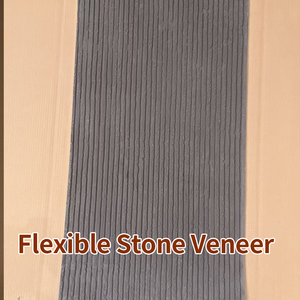 Grande dalle grise-noire texturée effet eau, revêtement mural moderne intérieur flexible en pierre, écologique et imperméable - Product Image 1