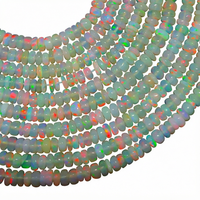 Perles d'opale naturelle en vrac, rondes, taille brillant, faites à la main, multi-feu, pour la fabrication de bijoux, bracelets et colliers