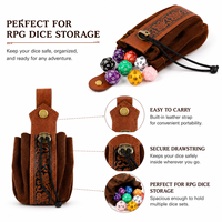Pochette à cordon en cuir gaufré feuille d'érable vintage pour dés de D&D, sac de rangement pour dés de jeu de table RPG médiéval, cadeau de Noël