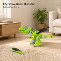 Jouet dinosaure robot en plastique électrique avec télécommande, marche programmable, effets lumineux et sonores