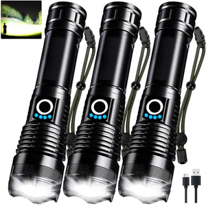 Lampe de poche LED 1000 lumens, rechargeable par USB/type-c, 5 modes d'éclairage, torche en alliage d'aluminium pour le camping et la randonnée, 18650 26650 - Product Image 1