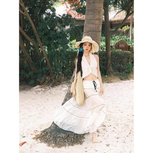 Ensemble de bikini et robe longue de plage style féerique, dos nu, décolleté plongeant, <span class=keywords><strong>sexy</strong></span>, pour séance photo, esthétique estivale - Product Image 4