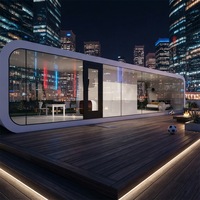 Maisonnette modulaire moderne de haute qualité, type Apple Cabin, en conteneur préfabriqué, structure légère en acier et laine de roche, installation rapide, certifiée CE