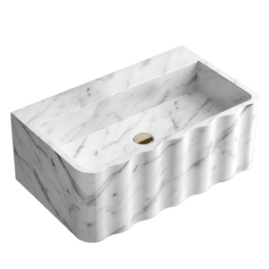 อ่างล้างหน้าหินอ่อนสีขาวธรรมชาติ ดีไซน์ทันสมัย - Product Image 3