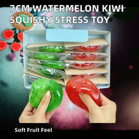 Jouet Squishy TPR 7 cm en forme de Pastèque Kiwi, effet gelée pétrolée, simulation de fruit souple, son croquant, anti-stress pour filles
