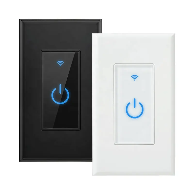 US Standard Voice Control Remote Control Light Wall Switch Wifi Smart Switch Black White Smart Light Switch