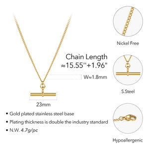 Collar de Moda al por Mayor con Colgante Largo y Cadena Sencilla, Joyería de Acero Inoxidable Chapada en Oro de 18K P203176 - Product Image 2