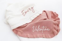 Couverture pour bébé en coton biologique 100% douce, tricotée, literie pour nouveau-nés, édredon, volant, couleur unie, tenue pour bébé tricotée personnalisée
