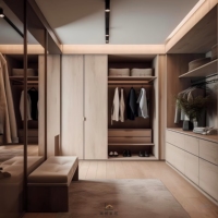 Armoire Pliante Moderne Minimaliste en Chêne avec Étagères Ouvertes et Tiroirs, Menuiserie Personnalisée Assemblée pour Sydney, Australie