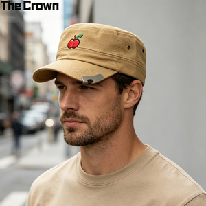 Custom Logo <b>Flat</b> Top Cadet Cap Wholesale Bulk <b>Flat</b> Embroidery <b>Hat</b> with Bottle Opener Manufacturer - Product Image 1