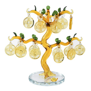 <b>Crystal</b> Money <b>Tree</b> Ornament With Hanging Coins Desk Decoration Home Office Gift Decor - Product Image 5