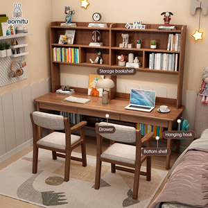 Nhà Máy Rắn Gỗ Nghiên Cứu Bàn Ghế Đặt Cho Trẻ Em Đa Chức Năng Đôi Máy Tính Bàn Và Ghế Với Tủ Sách Teen Bàn - Product Image 4