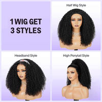 Vente en gros Demi-perruques Afro Crépus Bouclés Cheveux humains bruts indiens Perruques de cheveux humains fabriquées à la machine, respirantes et réglables pour femmes noires