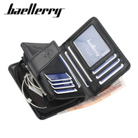 Dompet Pria Pendek Multi Kartu Vertikal dengan Resleting dan Kantong Koin, Dompet Multifungsi Pendek untuk Pria Baellerry