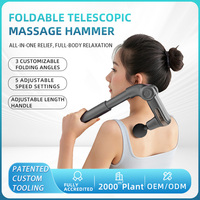 Pistola de Masaje Portátil y Plegable con Mango Retráctil Ajustable para Cuello, Hombros y Piernas