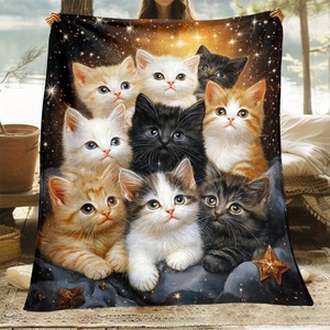Black Cat Flannel <b>Blanket</b> Throw <b>Blanket</b> Nap <b>Blanket</b> Breathable Skin Friendly for Bed Sofa Couch Custom Print Wholesale - Product Image 5