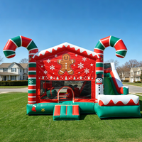 Château gonflable commercial en PVC pour Noël, combo château gonflable et structure de saut en forme de bonhomme en pain d'épices pour événements ou centres commerciaux