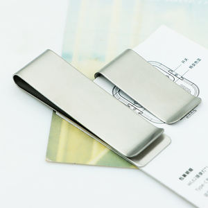 Kẹp tiền kim loại thép không gỉ khắc laser logo tùy chỉnh nhiều kích cỡ, kẹp thẻ tín dụng/thẻ danh thiếp mỏng, kẹp tiền bằng đồng thau có bọc da - Product Image 4