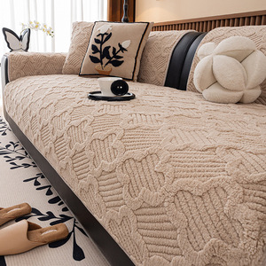 2026 नई शीतकालीन शरद ऋतु न्यूनतम लक्जरी मोटी मोटी प्लश सोफे कुशन-धोने योग्य गैर-पर्ची फिक्स्ड सोफा कवर थ्रो (100% पॉलिएस्टर) - Product Image 4