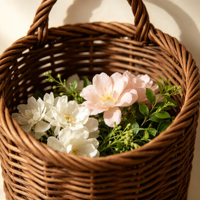 Panier suspendu et panier de rangement en osier tressé à la main - Décoration écologique et durable pour la maison et le jardin de style ferme