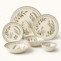 Service de table moderne en mélamine à motif végétal coloré, aspect émail réactif, luxe, 6 pièces, kit d'ustensiles de table pour la maison