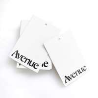 Étiquettes volantes 700gsm pour vêtements, étiquettes cadeaux simples et élégantes, emballage en papier blanc avec Logo noir imprimé, pour vêtements, 2020