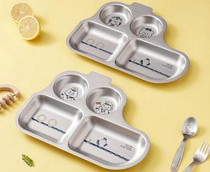 Conjunto de Louça de Metal em Forma de Animal de Desenho Animado, Prato de Aço Inoxidável 304 para Jantar em Creche Infantil - Product Image 3
