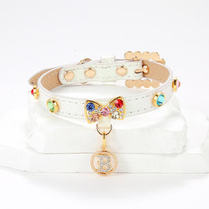 Lujoso <span class=keywords><strong>Collar</strong></span> de cristal para mascotas con abalorio de perlas de diamante, <span class=keywords><strong>Collar</strong></span> de diamantes de imitación, <span class=keywords><strong>Material</strong></span> de aleación para Princesa, perros, gatos, joyería para perros - Product Image 1