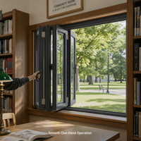Fenêtre pliante horizontale insonorisée JUNYAO avec vitrage isolant, joint EPDM, écoénergétique, certifiée CE AS2047, pour extérieur et hôtels