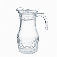 Carafe à Boissons avec Couvercle 1700ml 1000g en Verre Transparent Motif Feuille de Diamant, Vente Directe Usine pour Jus, Bar, Petit-Déjeuner, Brunch, Café