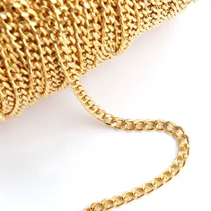 Gulungan spul by meter kalung fashion perhiasan rantai tubuh baja nirkarat perak emas Meter rantai untuk membuat perhiasan