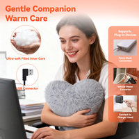Coussin chauffant portable en peluche en forme de cœur, USB 5V, température réglable, pour les distributeurs transfrontaliers, idéal comme cadeau de vacances