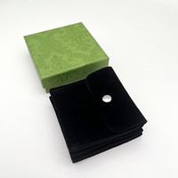 Pochette cadeau en velours noir épais avec logo personnalisé, forme enveloppe, en microfibre douce, pliable avec bouton-pression, pour emballage de boîte surprise pour bague