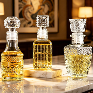 Botella de Vidrio Grabada Vintage de 50ml, 100ml, 150ml, Mini Botella de <span class=keywords><strong>Licor</strong></span>, Vino, Brandy, Vodka, Whisky con Tapón - Product Image 4