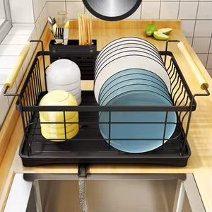Égouttoir de comptoir en acier inoxydable pour la maison avec plateau de drainage et support pour ustensiles de cuisine, idéal pour la <span class=keywords><strong>vaisselle</strong></span> - Product Image 5