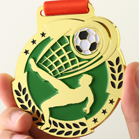 Conception libre alliage de zinc personnalisé 3d métal prix or argent laiton football football médailles et trophées médaille de course