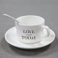 Topjlh 5oz renforcer les ensembles de tasses à café en céramique soucoupe cuillère pour Sublimation bricolage Mini verres café dégustation événements cadeaux