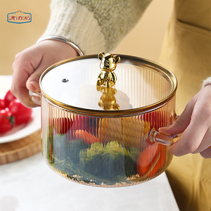 Marmite en verre borosilicate de haute qualité pour la cuisine domestique, idéale pour soupes, ragoûts, <span class=keywords><strong>nouilles</strong></span> instantanées et lait, avec deux poignées - Product Image 4